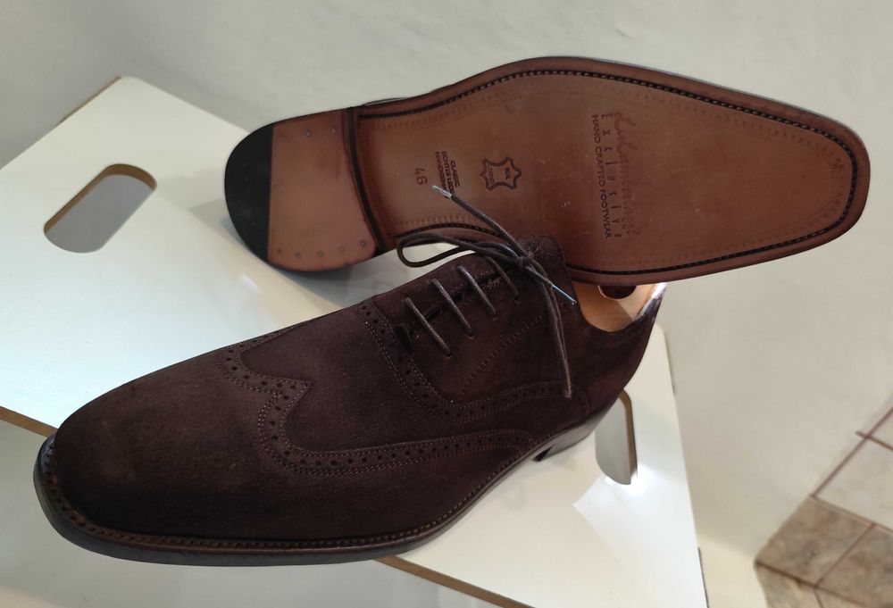 Pantofi oxford de lux 46 46.5 lucrati manual L. Lamertazzi NOI piele