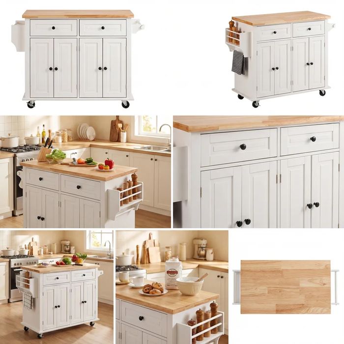 110 см кухненски остров, количка за съхранение с подвижни колела