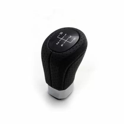 Топка за скоростен лост за BMW с 5 скорости - черна кожа с пори