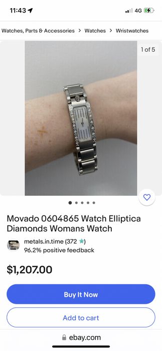 Ceas diamante Movado Eliptica Mother of Pearl Diamond Bezel