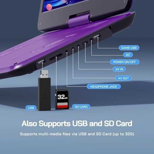 Нов 17.5" портативен DVD плейър с голям екран, стерео звук и AV изход