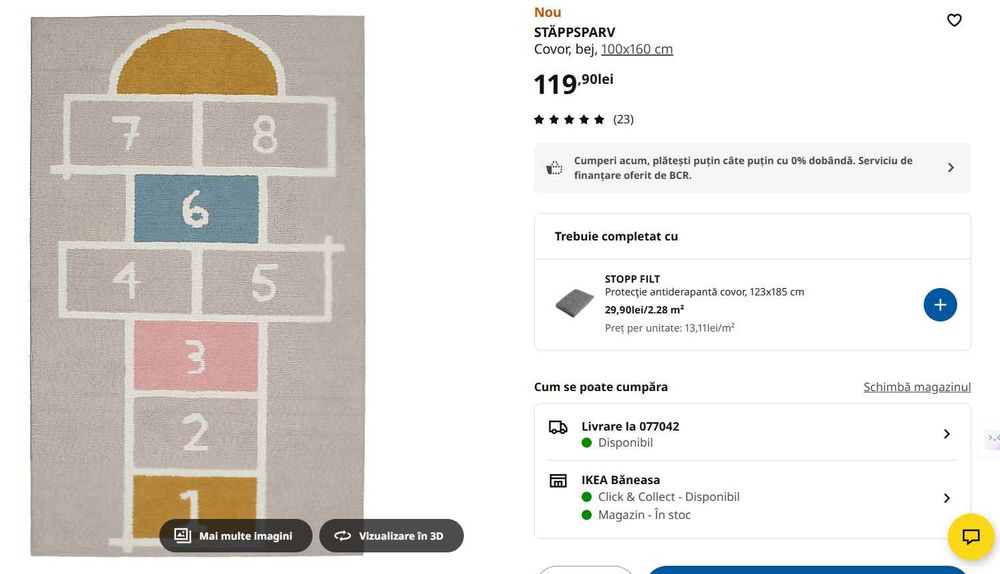 STÄPPSPARV
Covor, bej, 100x160 cm