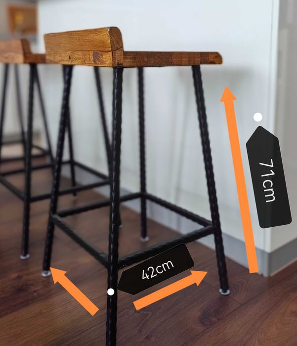 Ръчно изработени бар столове – Масив и стомана