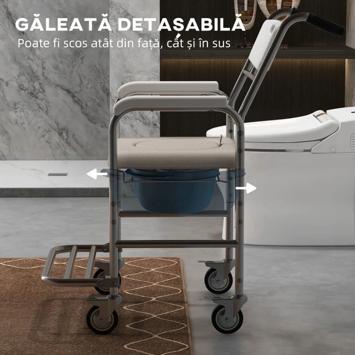 Scaun Cu Rotile – Impermeabil cu WC Detasabil pentru Batrani