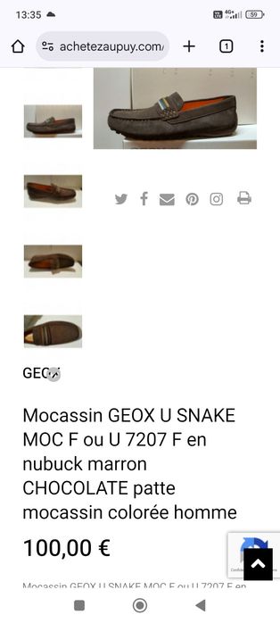 Мъжки мокасини GEOX U SNAKE MOC F  U 7207 F от кафяв набук