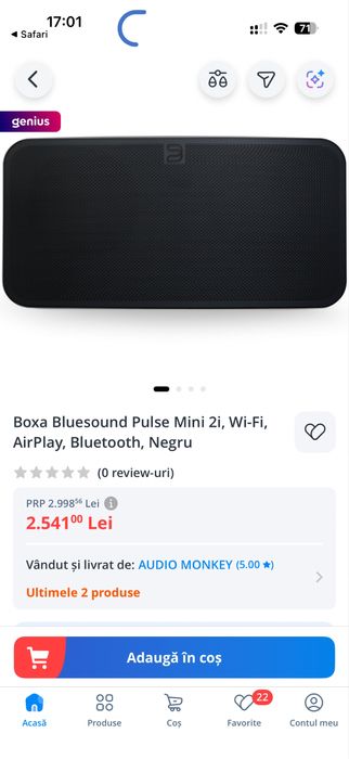 Boxa Bluesound PULSE Mini 2i Negru
