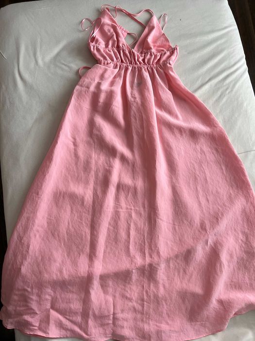 миди розова рокля Зара