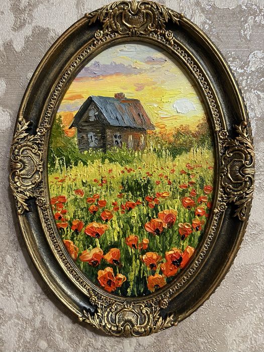 Картина миниатюра маслом.