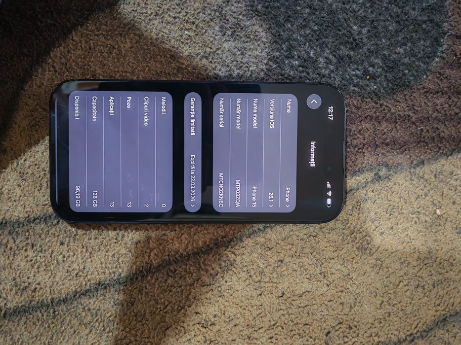 iPhone 15,am și garanție la el , și cutie și firul de încărcare.