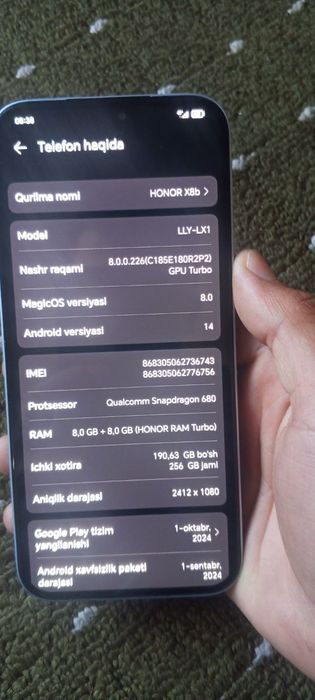 XONOR X8B telefonga javob aybi yuq yaqinda olingan