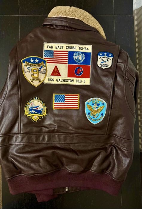 Geacă piele bărbați, stil Aviator Top Gun