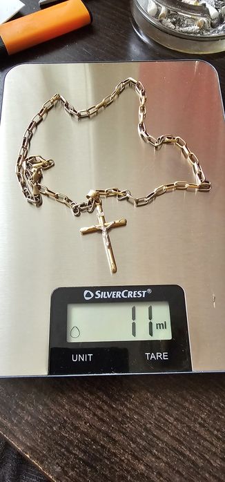 Lanțișor cu cruciuliță  aur 14 k  , 25,5 cm