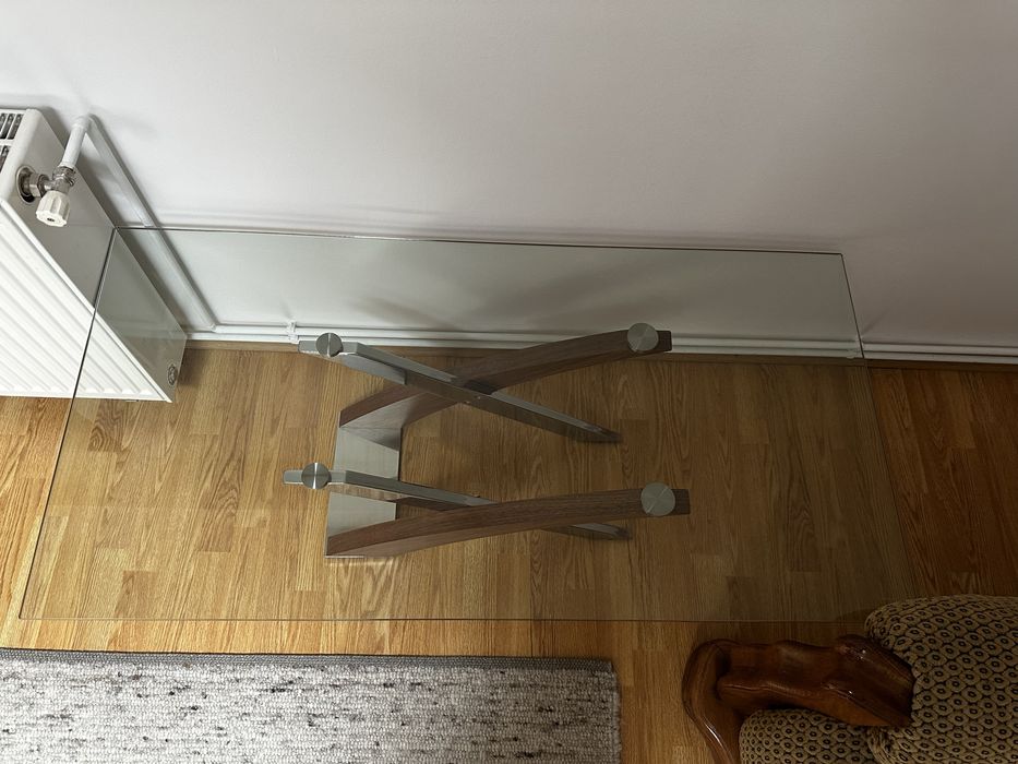 Masa de cafea din lemn cu sticla pentru living din Lem’s