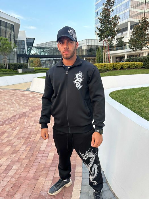 Мъжки черен спортен комплект в японски мотиви