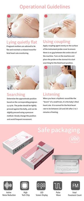 Уред за бебешки сърдечен ритъм bluеtooth Фетален доплер