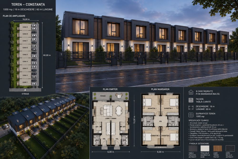 TEREN 1.000 mp cu CU – Aprobat pentru 8 LOCUINȚE | CONSTANȚA