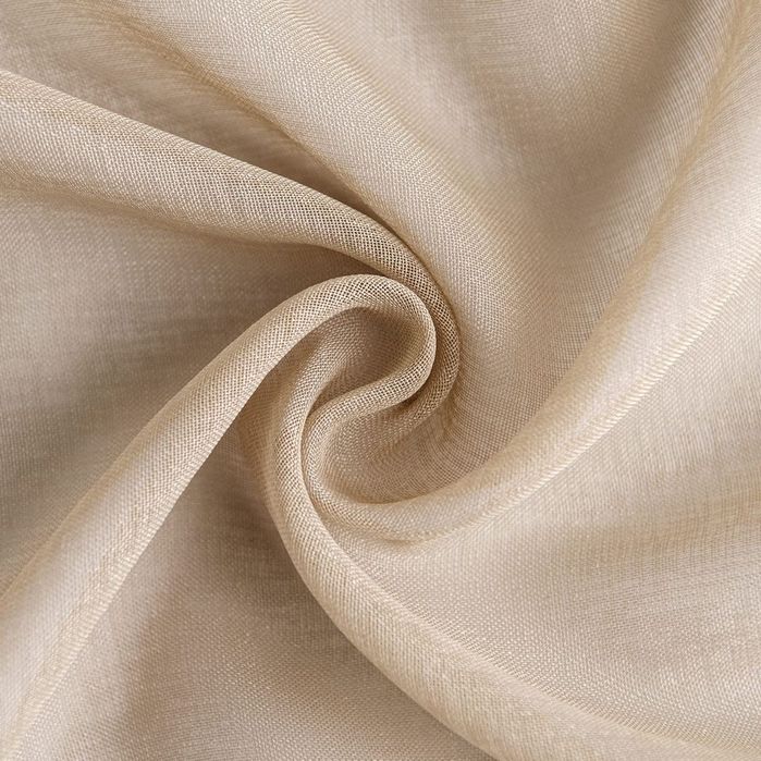 Set 2 Perdele Voal Semi-Transparente Bej 140x245 cm – Stil In, Inele Metalice