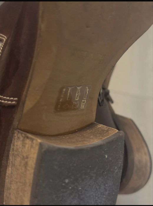 Cizme piele maro si panza bej bretea