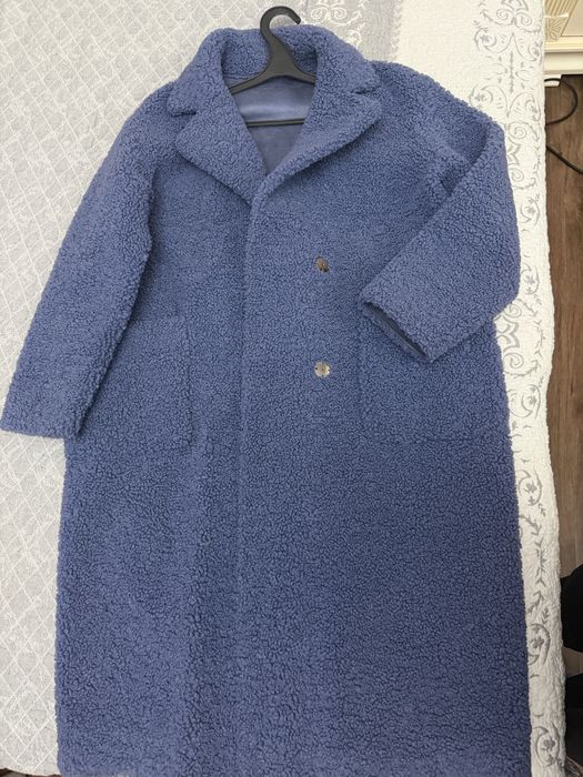 Шубка тедди(пыльный синий)