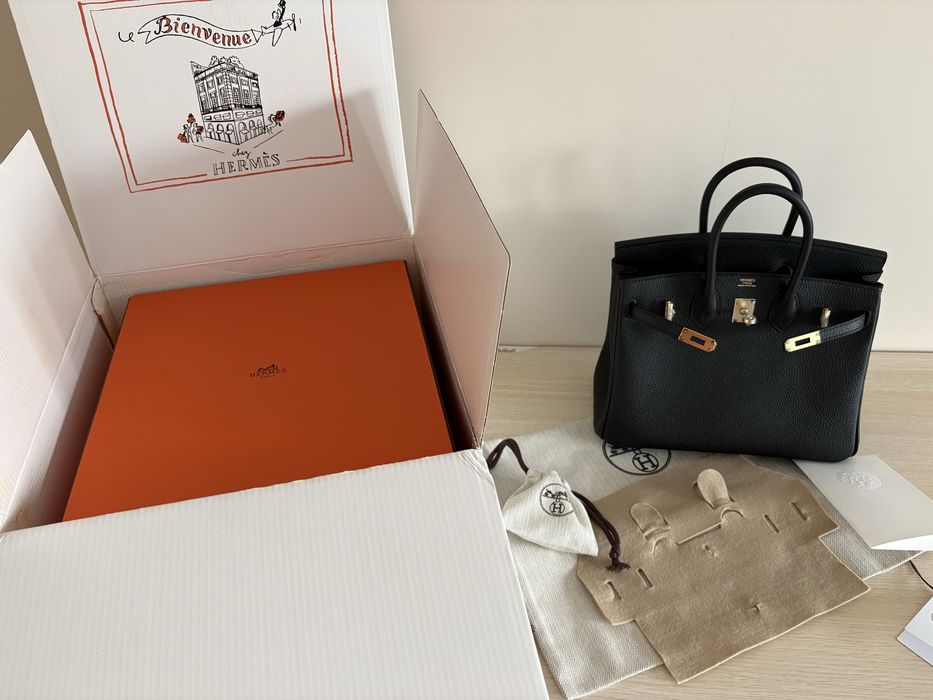 Hermès Birkin 25 Togo Noir GHW, пълен комплект, 2025 г.