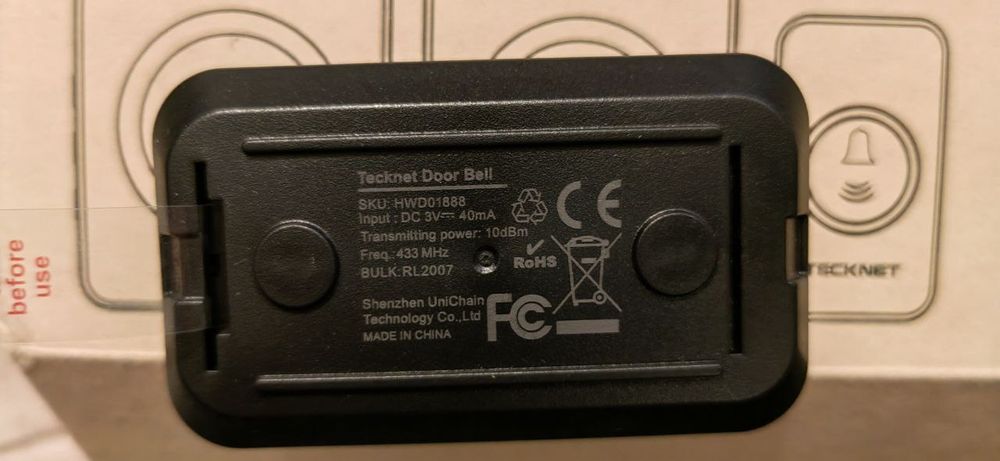 Sigilata Sonerie Wireless Tecknet,2 receptoare,led,52 melodii,400m