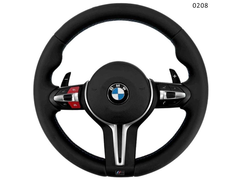 Volan cu cusături colorate BMW 5 6 7 F seria M sport cu butoane roșii