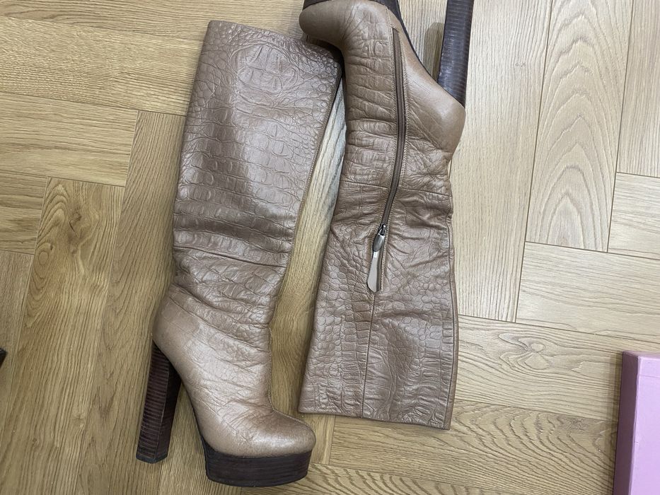 Кожаные зимние сапоги