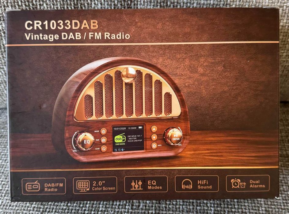 Винтидж DAB+/FM цифрово радио с Bluetooth, ретро преносимо, 3000mAh