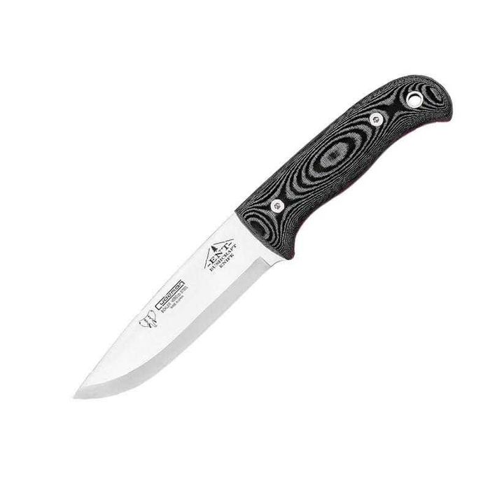 Cutit bushcraft Cudeman Ent, maner micarta neagra, lama otel Bohler N690Co, teaca piele