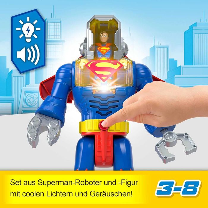 Супермен с екзо костюм като робот 30см със светлини звуци Fisher Price