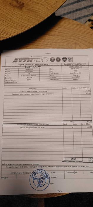 Alfa Romeo 156 1.9 JTD, 105 к.с. – 2000 г.