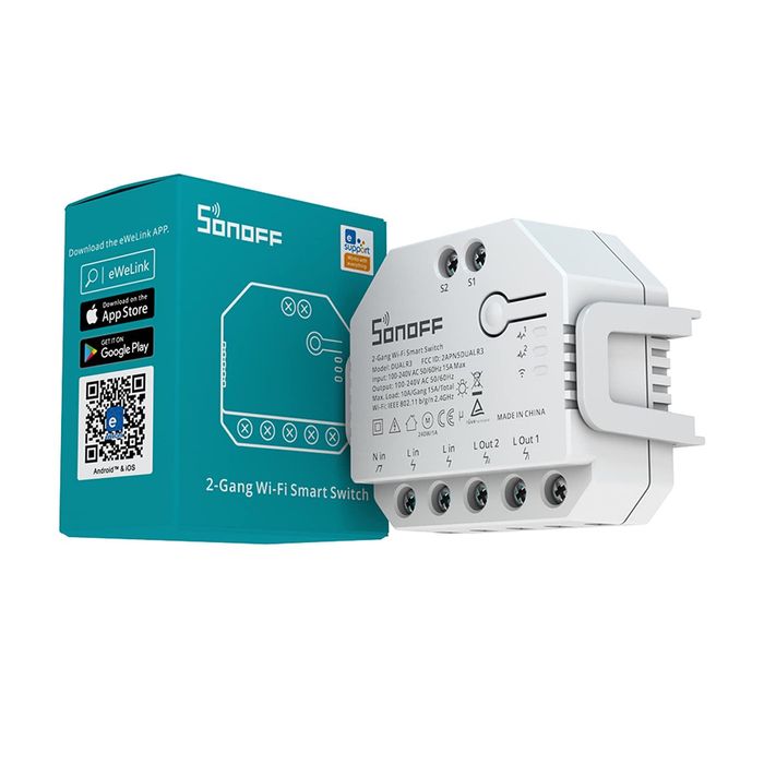 Смарт прекъсвач двоен SONOFF DUAL R3 2-Gang 2-Way
