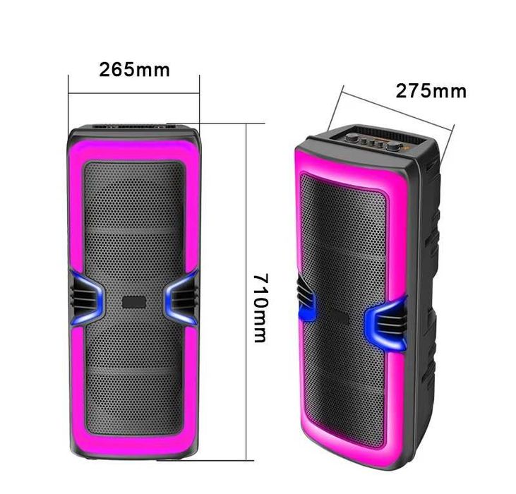 Активна Караоке Тонколона 2х8 инча с Безжичен Микрофон и RGB светлини