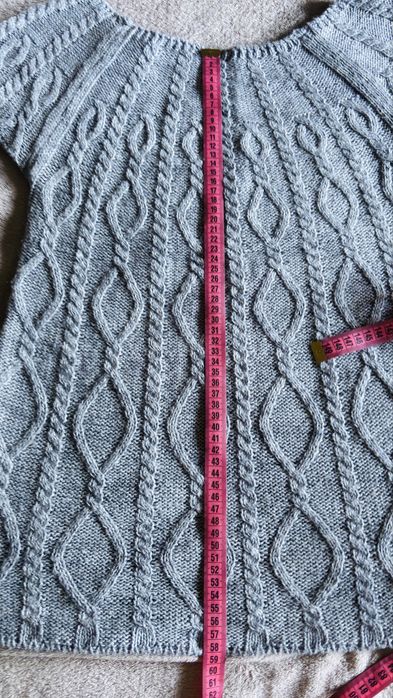 Bluza Tricotată cu Împletituri, Culoare Gri, Mărimea M