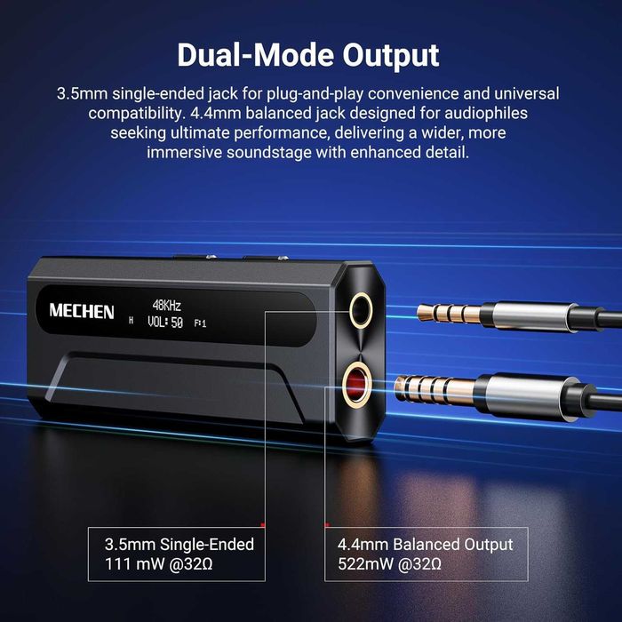 MECHEN AP10 USB C към AUX усилвател за слушалки DAC адаптер 3.5/4.4 мм