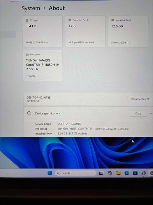 Lenovo ThinkPad P1 Gen 4 16”4K, 600nits, T1200 cpu i7 11850H 32/1Tb 5G