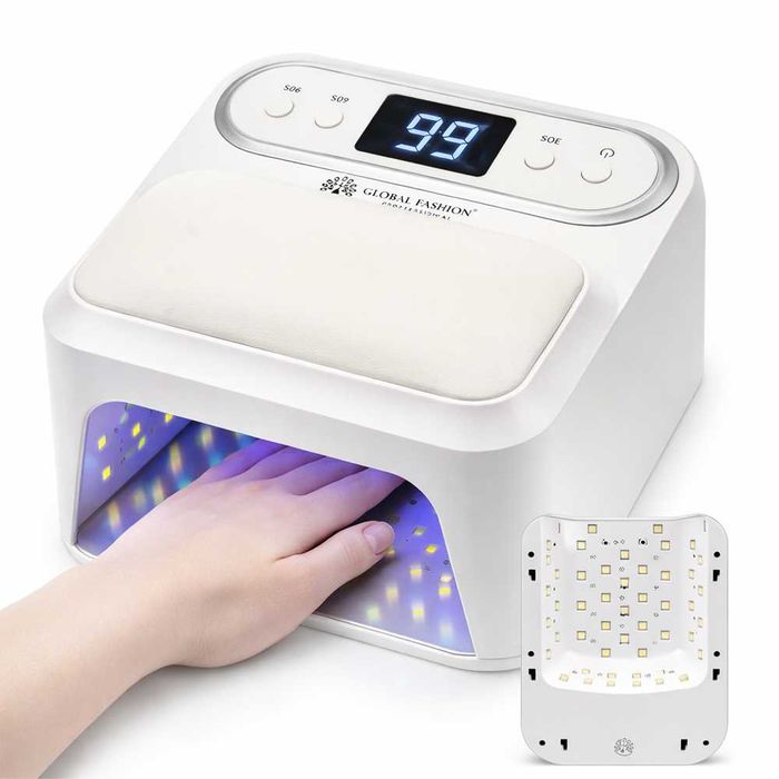 Global Fashion 100W, UV/Led комбинирана лампа за маникюр с възглавница