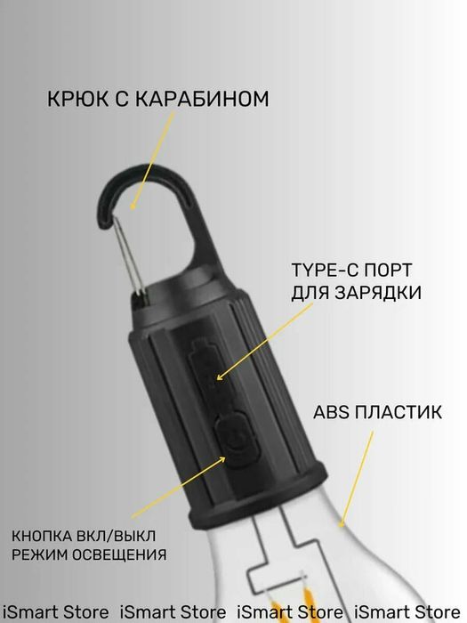 Лампочка для кемпинга в батарейках Type C