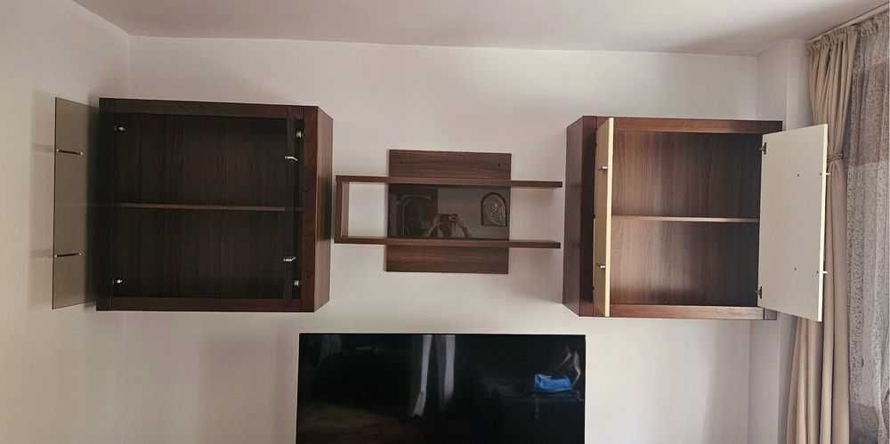 Corp mobila sufragerie nuc si MDF lucios,Mobilier Mobexpert lemn masiv