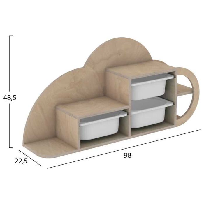 Рафт, HM18227.03, Бял, Дърво, 98х22.5х48см.