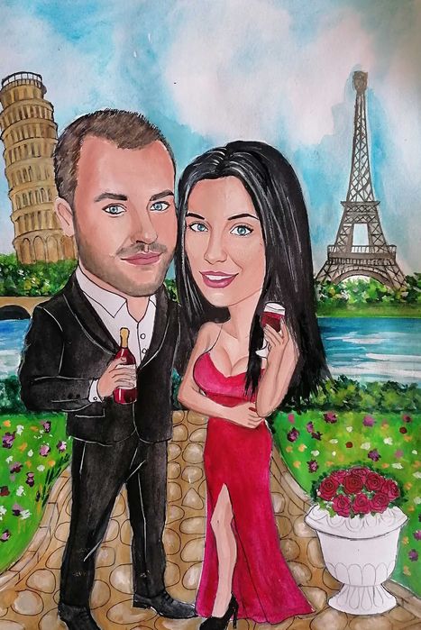 Персонализирани карикатури по снимка- ръчно рисувани подаръци