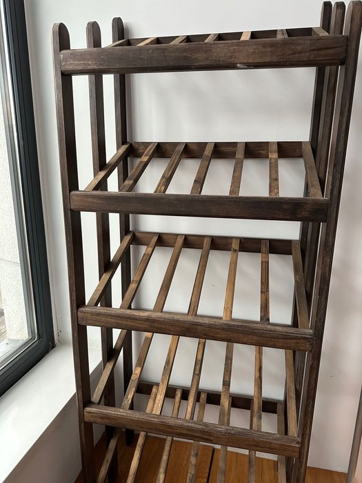 Raft din lemn pentru vinuri, 5 polite. H= 1200; l=600.