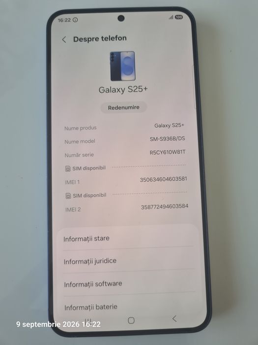 Vând Samsung Galaxy S25 Plus 256 GB DS Navy 5G