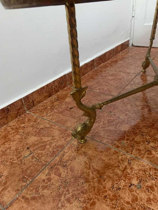 Masa ovala din bronz cu blat marmura