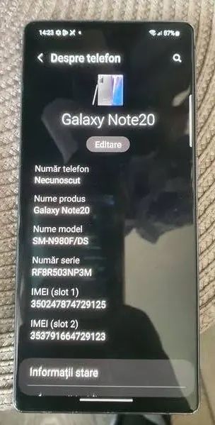 Samsung Note 20  256 gb
