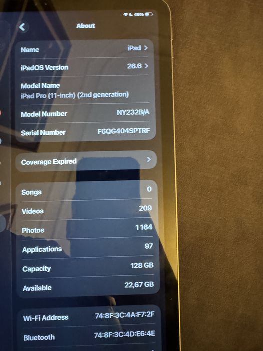 Apple ipad pro 11” 2nd gen 2020 128gb