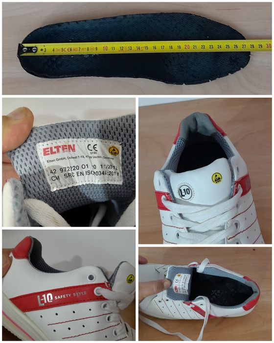 Pantofi de lucru ELTEN NORRIS alb-roșu Low ESD, Nr 42 EU
