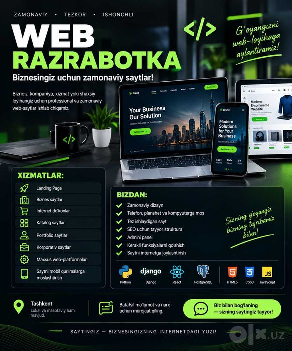 WEB RAZRABOTKA — Sayt yaratish va ishlab chiqish