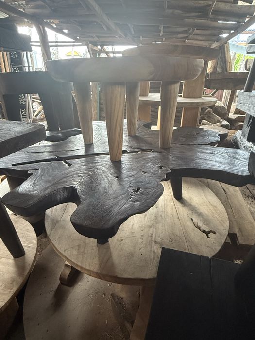 Маса от естествен ратан и масивен плот / холна маса / маса за кафе