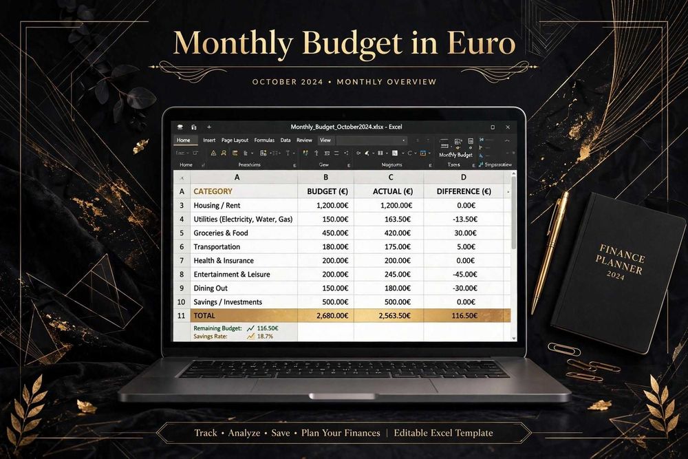 Excel таблица личен бюджет и разходи в евро - 3 файла